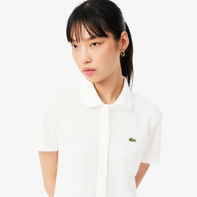 Stretch-Piqué-Poloshirt-Kleid mit Falten Stretch-Piqué-Poloshirt-Kleid mit Falten