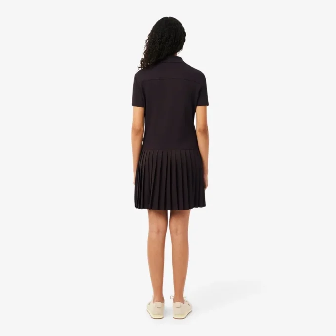 Stretch-Piqué-Poloshirt-Kleid mit Falten Stretch-Piqué-Poloshirt-Kleid mit Falten