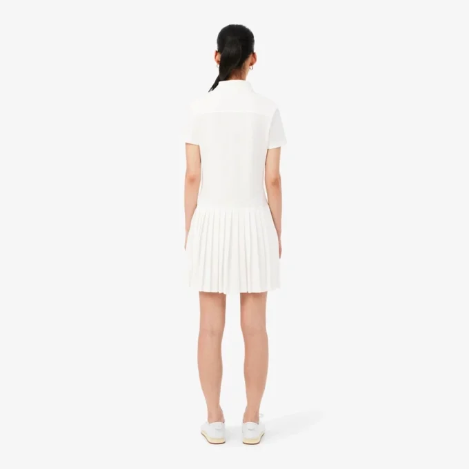 Stretch-Piqué-Poloshirt-Kleid mit Falten Stretch-Piqué-Poloshirt-Kleid mit Falten