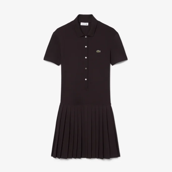 Stretch-Piqué-Poloshirt-Kleid mit Falten Stretch-Piqué-Poloshirt-Kleid mit Falten
