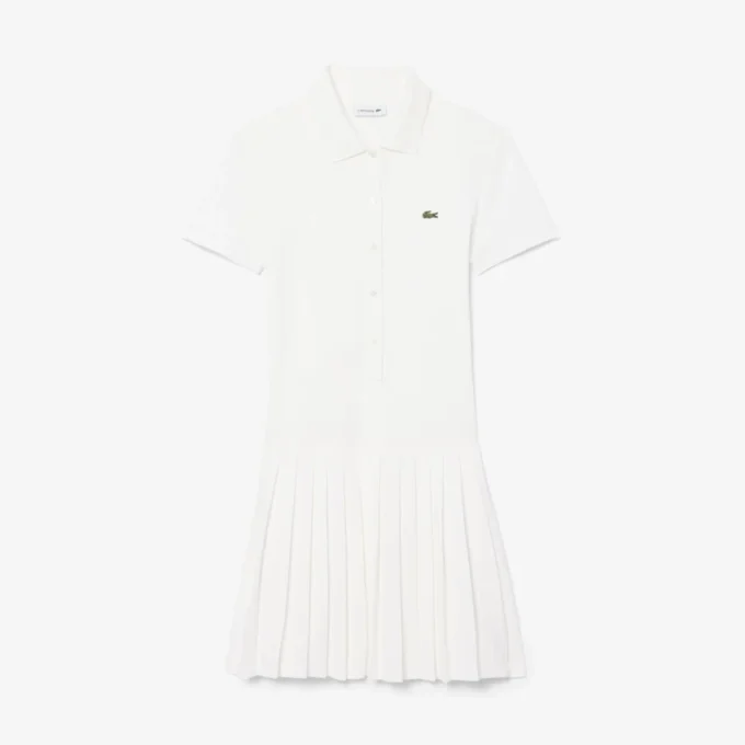 Stretch-Piqué-Poloshirt-Kleid mit Falten Stretch-Piqué-Poloshirt-Kleid mit Falten