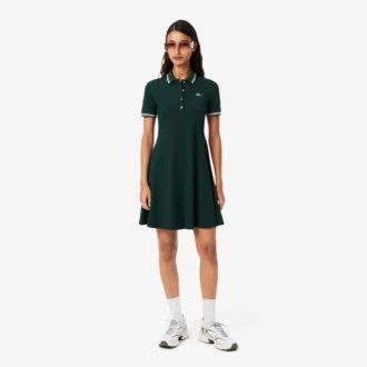 Stretch-Skaterkleid mit Poloshirt-Kragen für Damen
