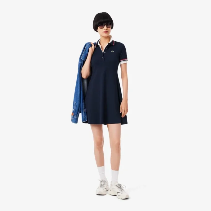 Stretch-Skaterkleid mit Poloshirt-Kragen für Damen Stretch-Skaterkleid mit Poloshirt-Kragen für Damen