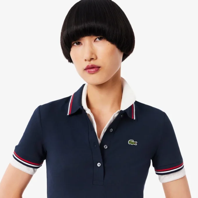 Stretch-Skaterkleid mit Poloshirt-Kragen für Damen Stretch-Skaterkleid mit Poloshirt-Kragen für Damen