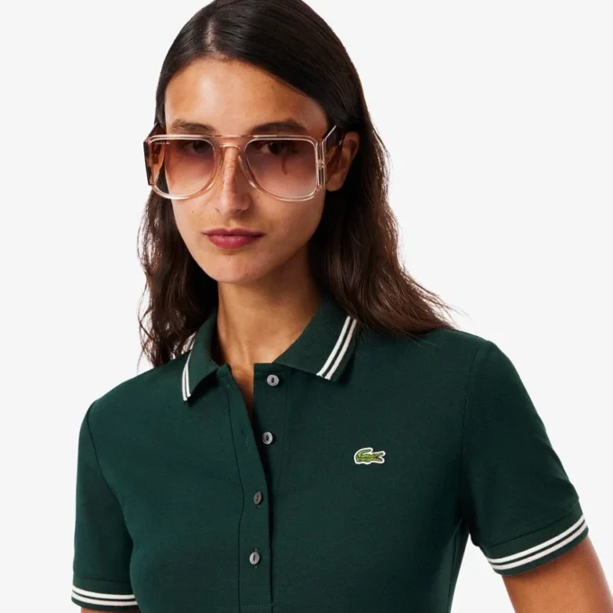 Stretch-Skaterkleid mit Poloshirt-Kragen für Damen Stretch-Skaterkleid mit Poloshirt-Kragen für Damen