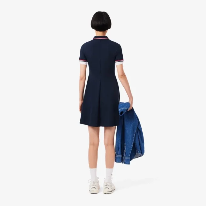 Stretch-Skaterkleid mit Poloshirt-Kragen für Damen Stretch-Skaterkleid mit Poloshirt-Kragen für Damen