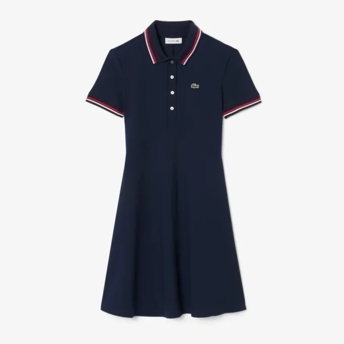 Stretch-Skaterkleid mit Poloshirt-Kragen für Damen Stretch-Skaterkleid mit Poloshirt-Kragen für Damen