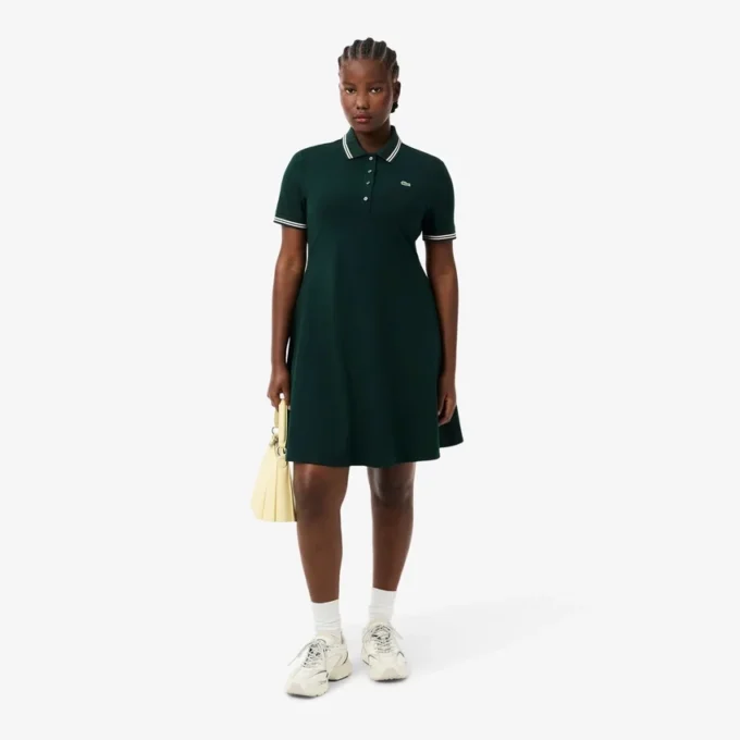 Stretch-Skaterkleid mit Poloshirt-Kragen für Damen Stretch-Skaterkleid mit Poloshirt-Kragen für Damen