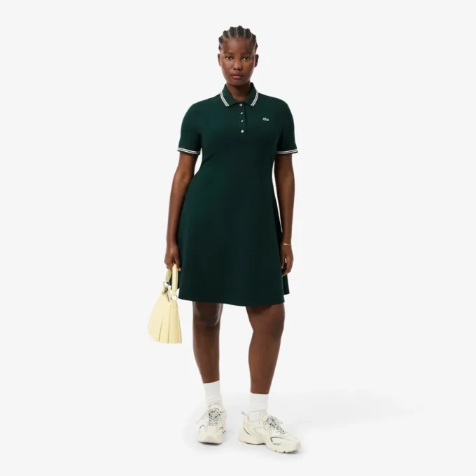 Stretch-Skaterkleid mit Poloshirt-Kragen für Damen Stretch-Skaterkleid mit Poloshirt-Kragen für Damen