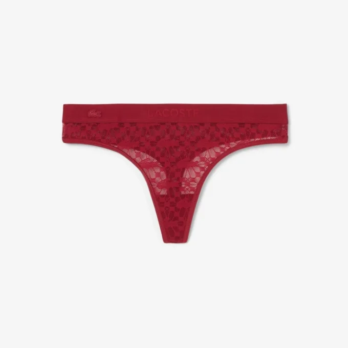 String-Slip mit Logo und Spitzenbesatz String-Slip mit Logo und Spitzenbesatz