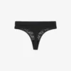 String-Slip mit Logo und Spitzenbesatz String-Slip mit Logo und Spitzenbesatz