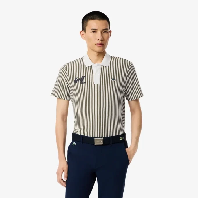 Thermoregulierendes gestreiftes Golf-Poloshirt für Herren Thermoregulierendes gestreiftes Golf-Poloshirt für Herren