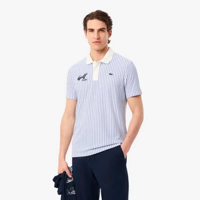 Thermoregulierendes gestreiftes Golf-Poloshirt für Herren Thermoregulierendes gestreiftes Golf-Poloshirt für Herren