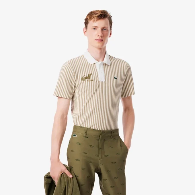 Thermoregulierendes gestreiftes Golf-Poloshirt für Herren Thermoregulierendes gestreiftes Golf-Poloshirt für Herren