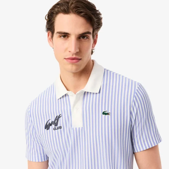 Thermoregulierendes gestreiftes Golf-Poloshirt für Herren Thermoregulierendes gestreiftes Golf-Poloshirt für Herren