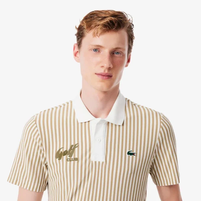 Thermoregulierendes gestreiftes Golf-Poloshirt für Herren Thermoregulierendes gestreiftes Golf-Poloshirt für Herren