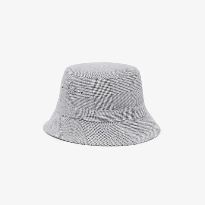 Unisex-Bucket-Mütze aus doppelseitigem Baumwoll-Karomuster Unisex-Bucket-Mütze aus doppelseitigem Baumwoll-Karomuster