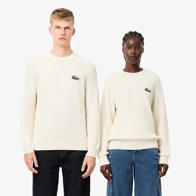 Unisex-Pullover aus gerippter Baumwolle mit Emblem Unisex-Pullover aus gerippter Baumwolle mit Emblem