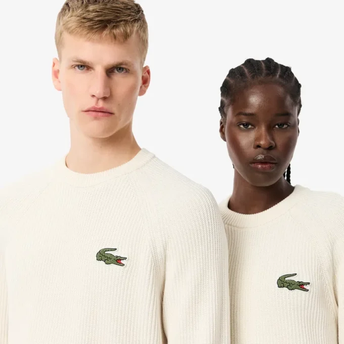 Unisex-Pullover aus gerippter Baumwolle mit Emblem Unisex-Pullover aus gerippter Baumwolle mit Emblem