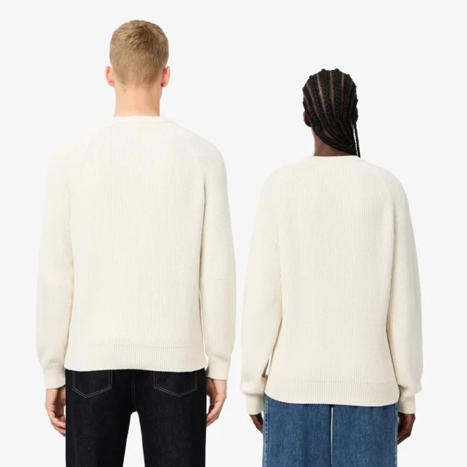 Unisex-Pullover aus gerippter Baumwolle mit Emblem Unisex-Pullover aus gerippter Baumwolle mit Emblem