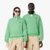 Unisex-Sweatshirt mit halbem Reißverschluss, lockerer Passform und Emblem-Akzent Unisex-Sweatshirt mit halbem Reißverschluss, lockerer Passform und Emblem-Akzent