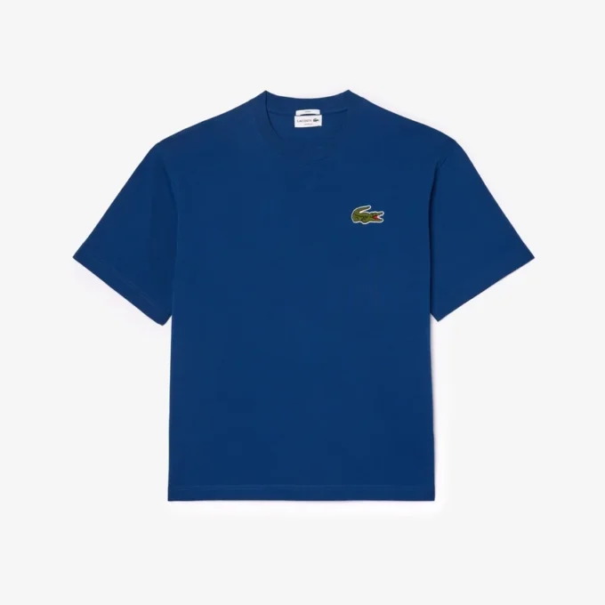 Unisex-T-Shirt aus schwerer Baumwolle mit Emblem, lockere Passform Unisex-T-Shirt aus schwerer Baumwolle mit Emblem, lockere Passform