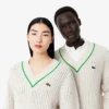 Unisex-Tennispullover mit V-Ausschnitt und Streifenmuster Unisex-Tennispullover mit V-Ausschnitt und Streifenmuster