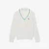 Unisex-Tennispullover mit V-Ausschnitt und Streifenmuster Unisex-Tennispullover mit V-Ausschnitt und Streifenmuster